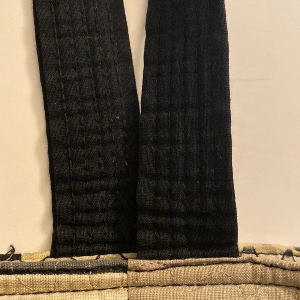 Donna Sharp shoulder tote bag patchwork quilted black & cream cottagecore - Picture 7 of 11